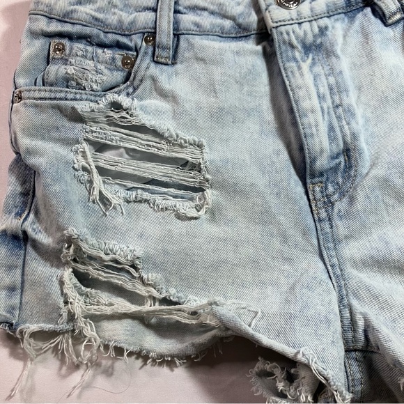 🖤2FOR$30Aeropostale Light Blue High-Waist Distressed Denim Shorts - Picture 4 of 11